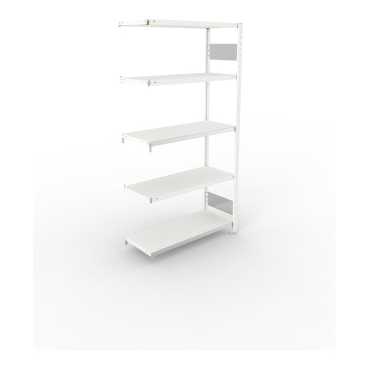 META S3 CLIP150 Fachbodenregal 2000x1000x400 mm, Anbauregal mit 5 Fachböden, beidseitige Bedienung, lichtgrau