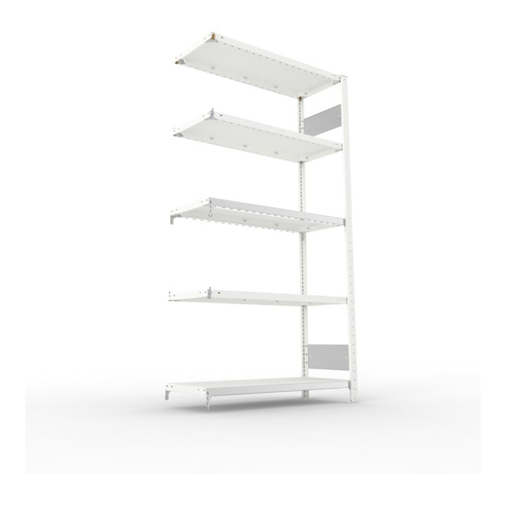 META S3 CLIP150 Fachbodenregal 2000x1000x400 mm, Anbauregal mit 5 Fachböden, beidseitige Bedienung, lichtgrau