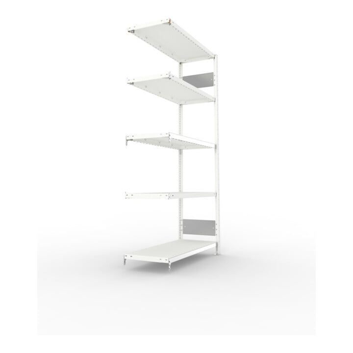 META S3 CLIP150 Fachbodenregal 2000x1000x400 mm, Anbauregal mit 5 Fachböden, beidseitige Bedienung, lichtgrau