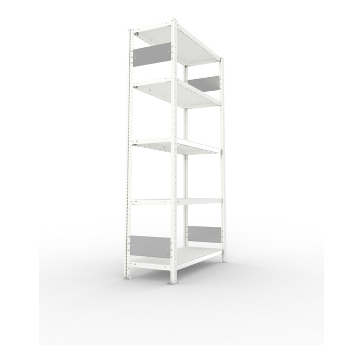 META S3 CLIP150 Fachbodenregal 2000x1000x400 mm, mit 5 Fachböden, beidseitige Bedienung, lichtgrau