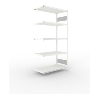 META S3 CLIP150 Fachbodenregal 2000x1000x500 mm, Anbauregal mit 5 Fachböden, beidseitige Bedienung, lichtgrau