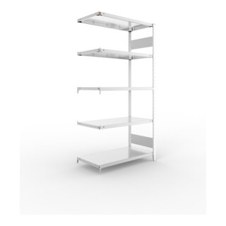 META S3 CLIP150 Fachbodenregal 2000x1000x500 mm, Anbauregal mit 5 Fachböden, beidseitige Bedienung, verzinkt