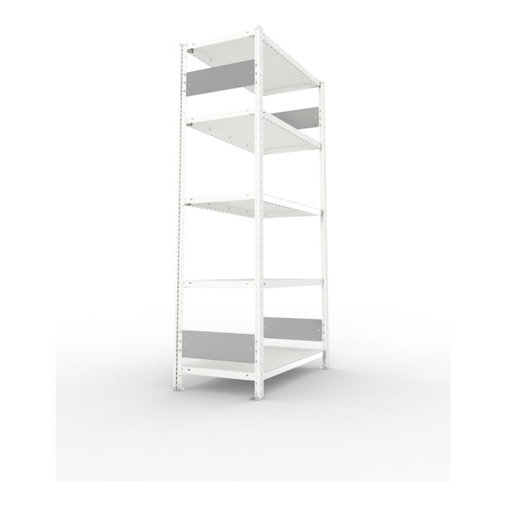 META S3 CLIP150 Fachbodenregal 2000x1000x500 mm, mit 5 Fachböden, beidseitige Bedienung, lichtgrau