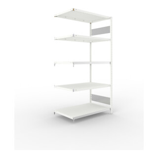 META S3 CLIP150 Fachbodenregal 2000x1000x600 mm, Anbauregal mit 5 Fachböden, beidseitige Bedienung, lichtgrau