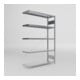 META S3 CLIP150 Fachbodenregal 2000x1300x400 mm (HxBxT), Anbauregal mit 5 Fachböden, 150 Kg Fachlast, verzinkt