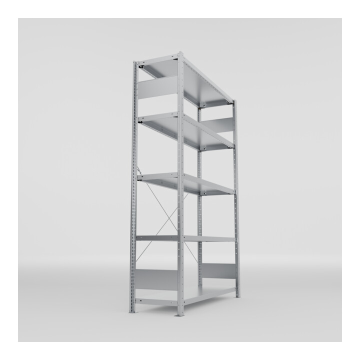 META S3 CLIP150 Fachbodenregal 2000x1300x400 mm (HxBxT), mit 5 Fachböden, 150 Kg Fachlast, verzinkt