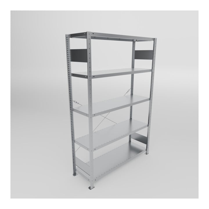 META S3 CLIP150 Fachbodenregal 2000x1300x400 mm (HxBxT), mit 5 Fachböden, 150 Kg Fachlast, verzinkt