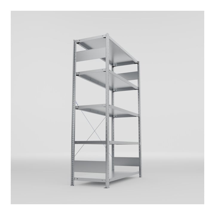 META S3 CLIP150 Fachbodenregal 2000x1300x500 mm (HxBxT), mit 5 Fachböden, 150 Kg Fachlast, verzinkt
