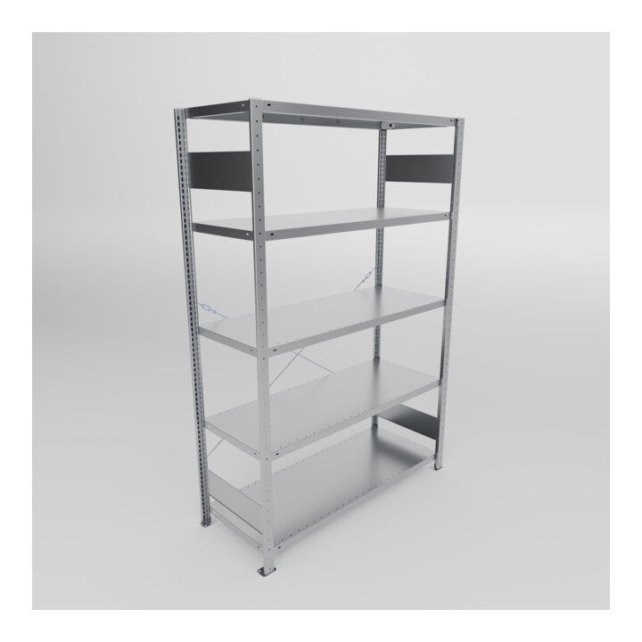META S3 CLIP150 Fachbodenregal 2000x1300x500 mm (HxBxT), mit 5 Fachböden, 150 Kg Fachlast, verzinkt
