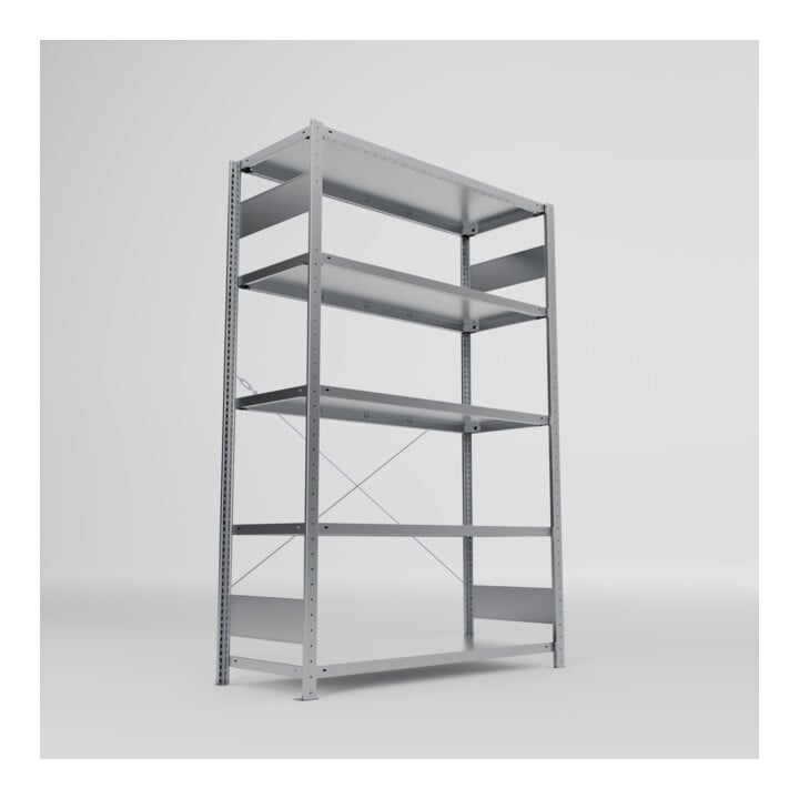 META S3 CLIP150 Fachbodenregal 2000x1300x500 mm (HxBxT), mit 5 Fachböden, 150 Kg Fachlast, verzinkt