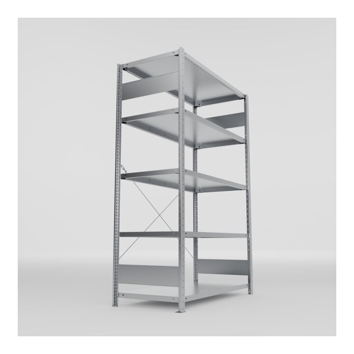 META S3 CLIP150 Fachbodenregal 2000x1300x600 mm (HxBxT), mit 5 Fachböden, 150 Kg Fachlast, verzinkt