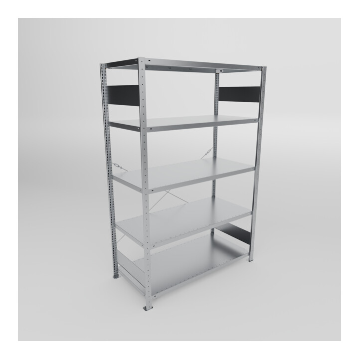 META S3 CLIP150 Fachbodenregal 2000x1300x600 mm (HxBxT), mit 5 Fachböden, 150 Kg Fachlast, verzinkt
