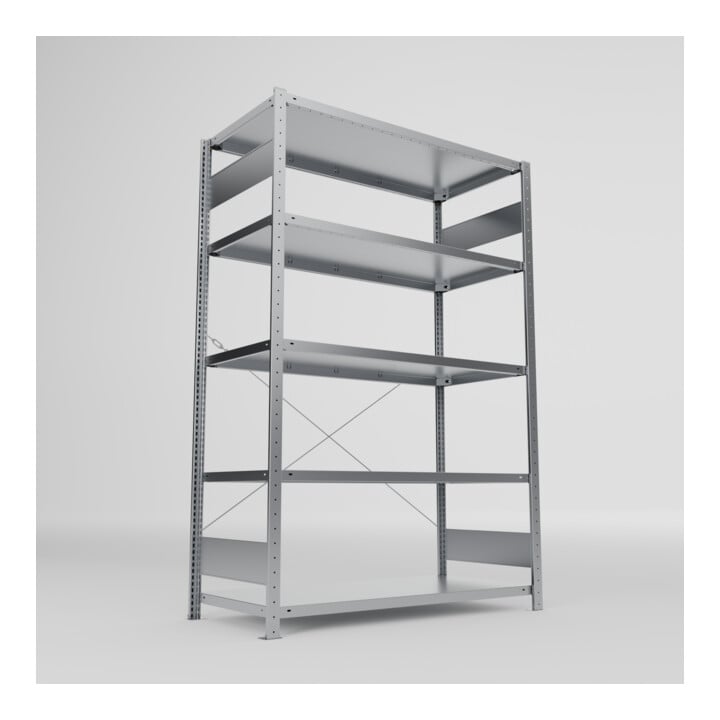 META S3 CLIP150 Fachbodenregal 2000x1300x600 mm (HxBxT), mit 5 Fachböden, 150 Kg Fachlast, verzinkt