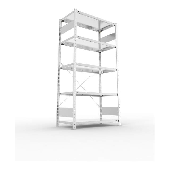 META S3 CLIP150 Grundregal 2000x1000x500 mm in verzinkt mit 5 Böden, 150 kg Traglast je Boden