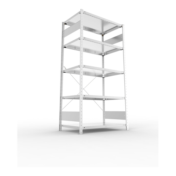 META S3 CLIP150 Grundregal 2000x1000x600 mm in verzinkt mit 5 Böden, 150 kg Traglast je Boden