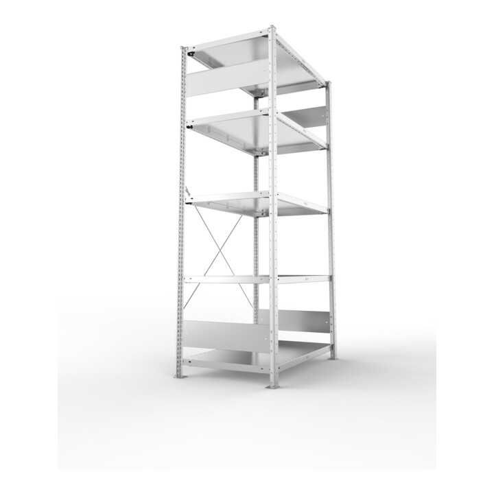 META S3 CLIP150 Grundregal 2000x1000x600 mm in verzinkt mit 5 Böden, 150 kg Traglast je Boden