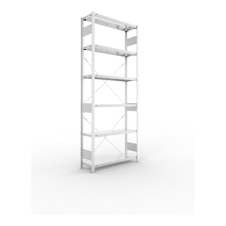 META S3 CLIP150 Grundregal 2500x1000x300 mm in verzinkt mit 6 Böden, 150 kg Traglast je Boden