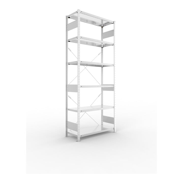 META S3 CLIP150 Grundregal 2500x1000x400 mm in verzinkt mit 6 Böden, 150 kg Traglast je Boden
