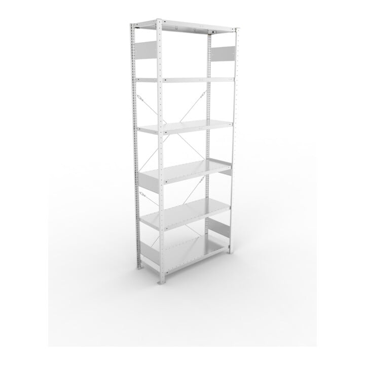 META S3 CLIP150 Grundregal 2500x1000x400 mm in verzinkt mit 6 Böden, 150 kg Traglast je Boden