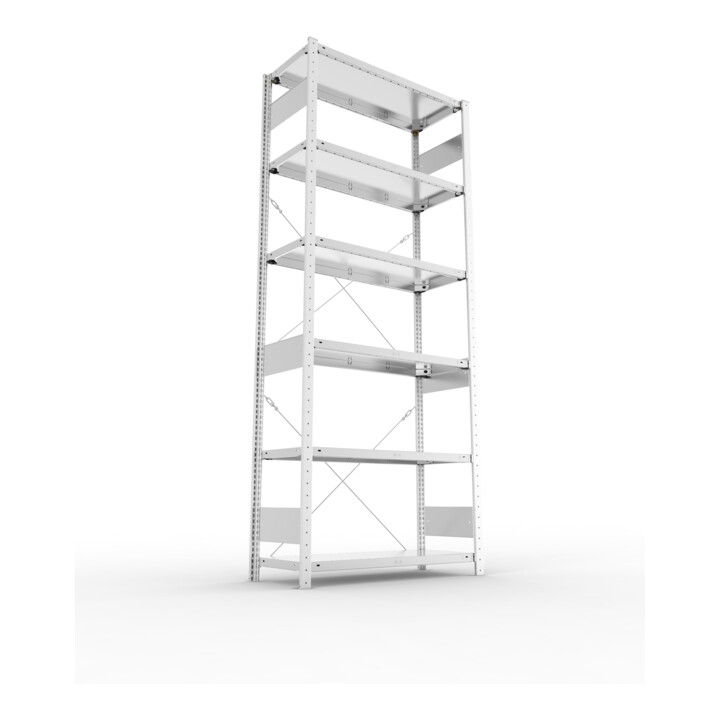 META S3 CLIP150 Grundregal 2500x1000x400 mm in verzinkt mit 6 Böden, 150 kg Traglast je Boden