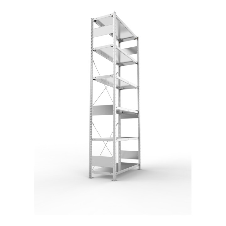 META S3 CLIP150 Grundregal 2500x1000x400 mm in verzinkt mit 6 Böden, 150 kg Traglast je Boden