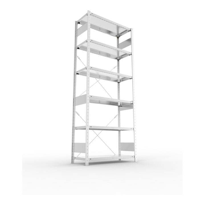 META S3 CLIP150 Grundregal 2500x1000x400 mm in verzinkt mit 6 Böden, 150 kg Traglast je Boden