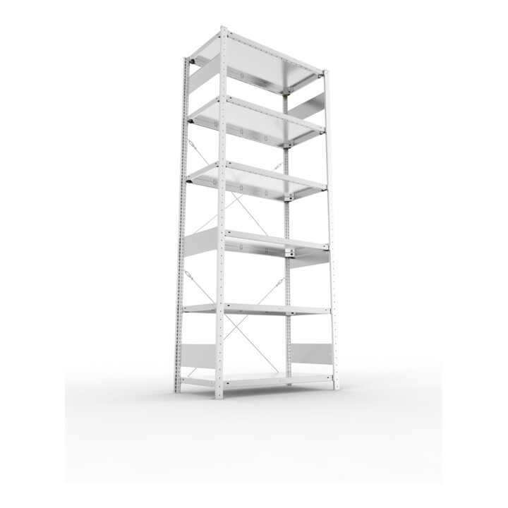 META S3 CLIP150 Grundregal 2500x1000x500 mm in verzinkt mit 6 Böden, 150 kg Traglast je Boden