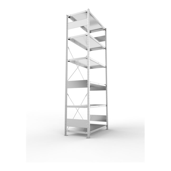 META S3 CLIP150 Grundregal 2500x1000x500 mm in verzinkt mit 6 Böden, 150 kg Traglast je Boden