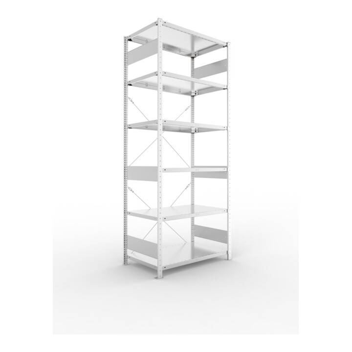 META S3 CLIP150 Grundregal 2500x1000x600 mm in verzinkt mit 6 Böden, 150 kg Traglast je Boden