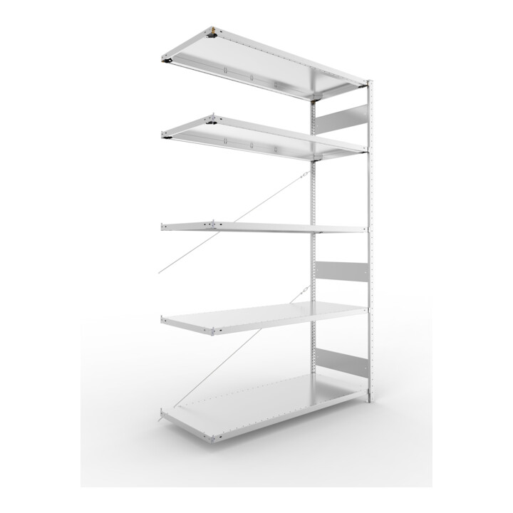 Set S3 CLIP 200 AR 2500x1500x600 mm in verzinkt mit 5 Böden + S3 CLIP 200 GR 2500x1500x600 mm in verzinkt mit 5 Böden + Zusatzboden 1500x600 vzk 4F
