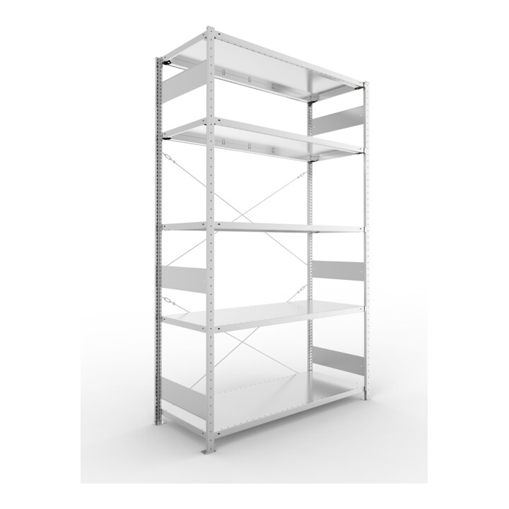 Set S3 CLIP 200 AR 2500x1500x600 mm in verzinkt mit 5 Böden + S3 CLIP 200 GR 2500x1500x600 mm in verzinkt mit 5 Böden + Zusatzboden 1500x600 vzk 4F