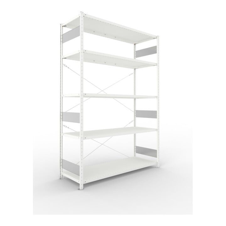 Set S3 CLIP 200 AR 2500x1700x600 mm in RAL 7035 mit 5 Böden + S3 CLIP 200 GR 2500x1700x600 mm in RAL 7035 mit 5 Böden + Zusatzboden 1700x600 7035 4F