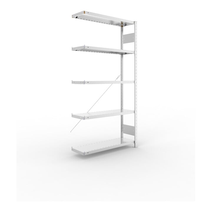 META S3 CLIP230 Anbauregal 2000x1000x300 mm in verzinkt mit 5 Böden, 230 kg Traglast je Boden