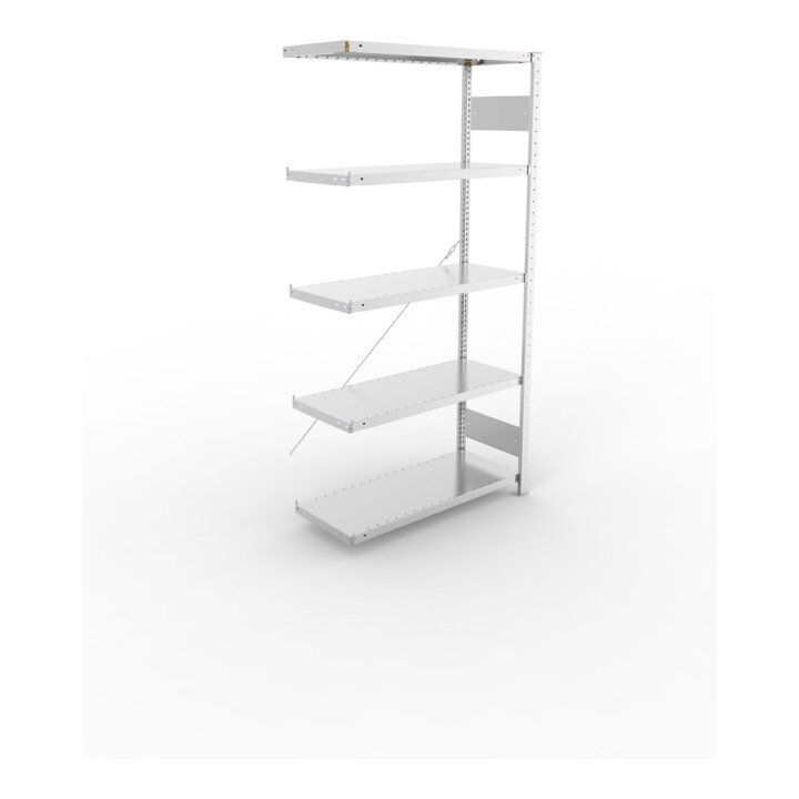 META S3 CLIP230 Anbauregal 2000x1000x400 mm in verzinkt mit 5 Böden, 230 kg Traglast je Boden