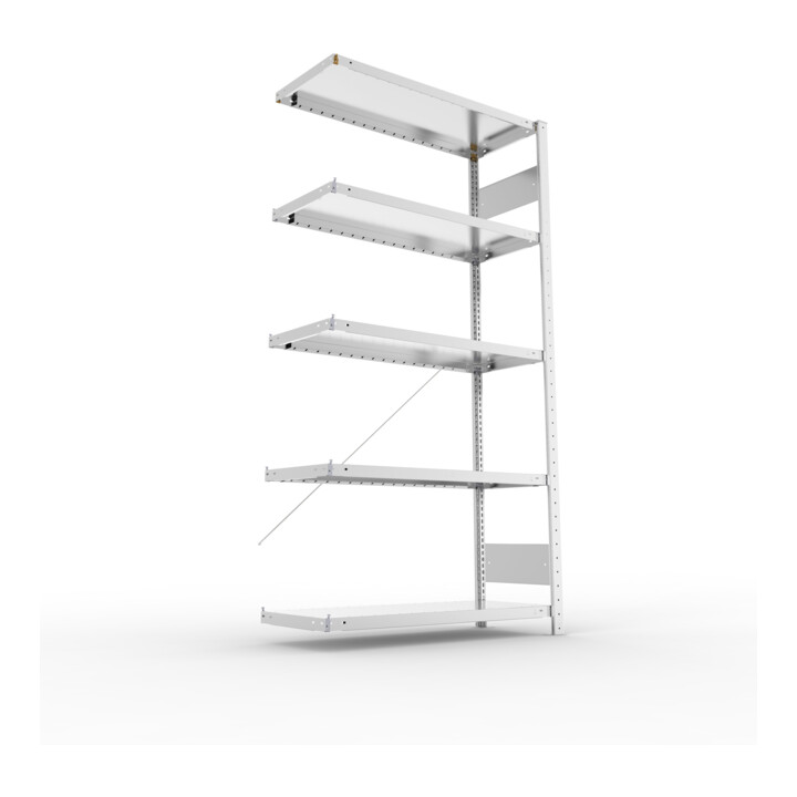 META S3 CLIP230 Anbauregal 2000x1000x400 mm in verzinkt mit 5 Böden, 230 kg Traglast je Boden