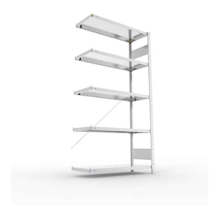 META S3 CLIP230 Anbauregal 2000x1000x400 mm in verzinkt mit 5 Böden, 230 kg Traglast je Boden