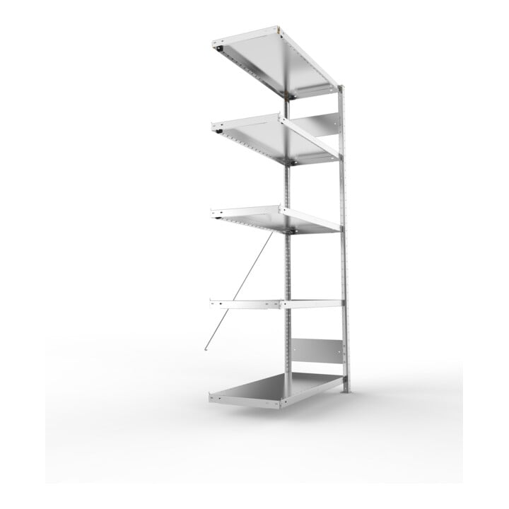 META S3 CLIP230 Anbauregal 2000x1000x400 mm in verzinkt mit 5 Böden, 230 kg Traglast je Boden