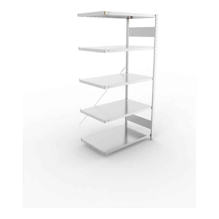META S3 CLIP230 Anbauregal 2000x1000x600 mm in verzinkt mit 5 Böden, 230 kg Traglast je Boden