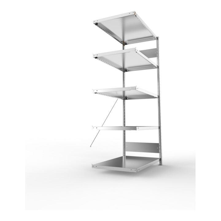 META S3 CLIP230 Anbauregal 2000x1000x600 mm in verzinkt mit 5 Böden, 230 kg Traglast je Boden