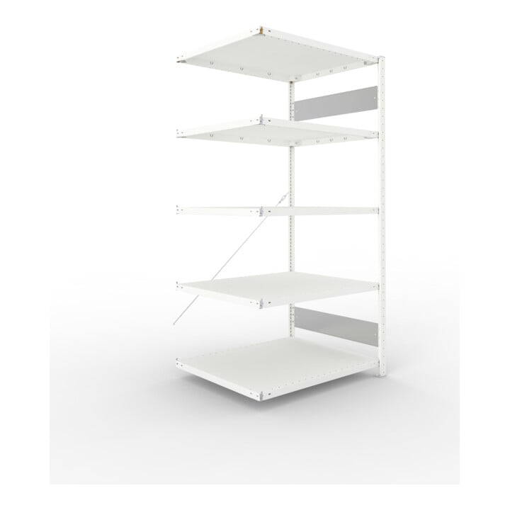 Set S3 CLIP 230 Anbauregal 2000x1000x800 mm in RAL 7035 mit 5 Böden + Fachboden MS 230 CLIP 1000x800 mm grau + S3 CLIP 230 Grundregal 2000x1000x800 mm in RAL 7035 mit 5 Böden