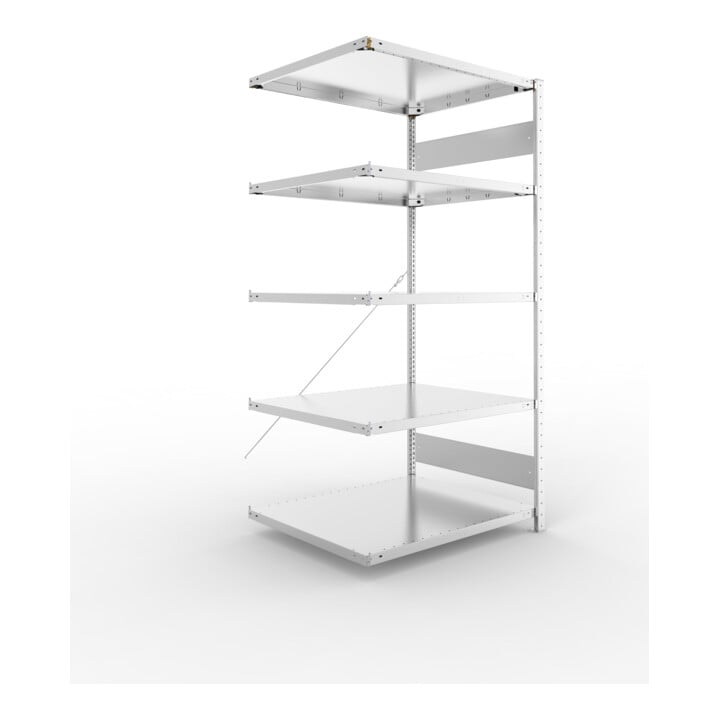 Set S3 CLIP 230 Anbauregal 2000x1000x800 mm in verzinkt mit 5 Böden + S3 CLIP 230 Grundregal 2000x1000x800 mm in verzinkt mit 5 Böden + Fachboden MS 230 CLIP 1000x800 mm verz.
