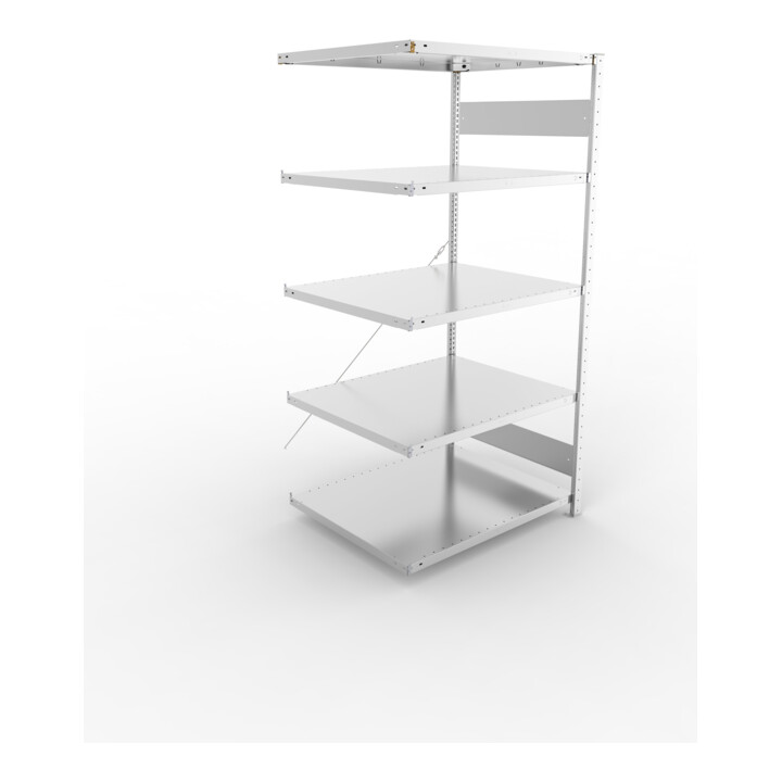 META S3 CLIP230 Anbauregal 2000x1000x800 mm in verzinkt mit 5 Böden, 230 kg Traglast je Boden