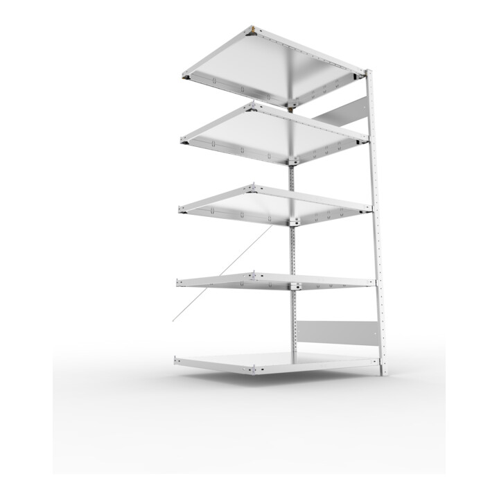 META S3 CLIP230 Anbauregal 2000x1000x800 mm in verzinkt mit 5 Böden, 230 kg Traglast je Boden