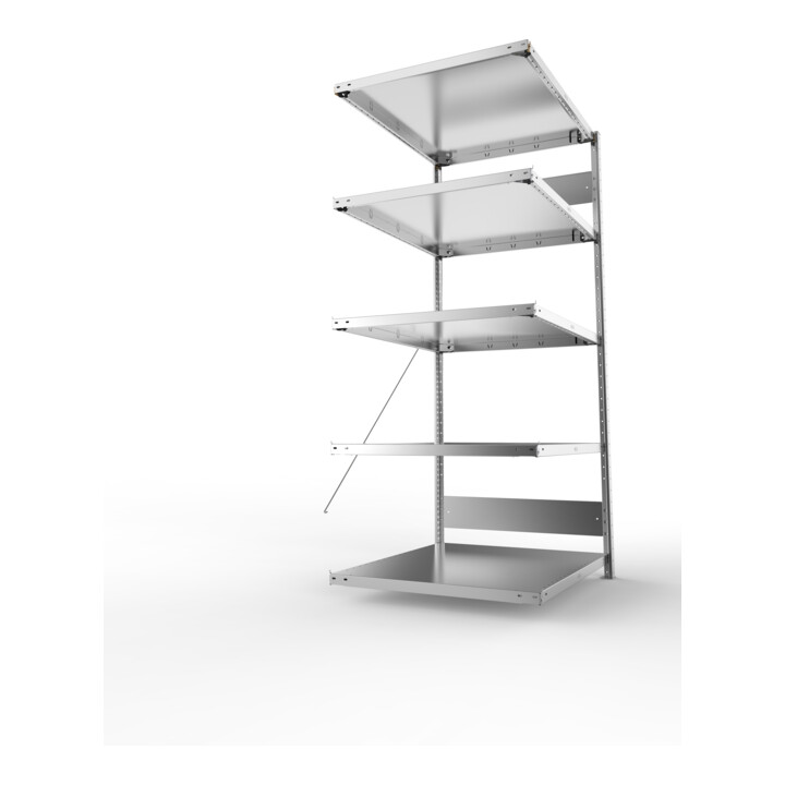META S3 CLIP230 Anbauregal 2000x1000x800 mm in verzinkt mit 5 Böden, 230 kg Traglast je Boden