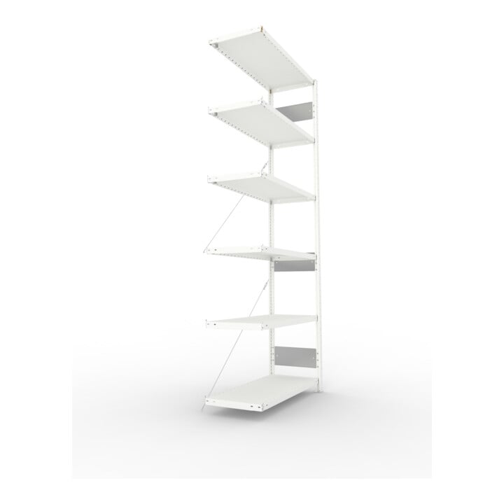 META S3 CLIP230 Anbauregal 2500x1000x400 mm in lichtgrau mit 6 Böden, 230 kg Traglast je Boden