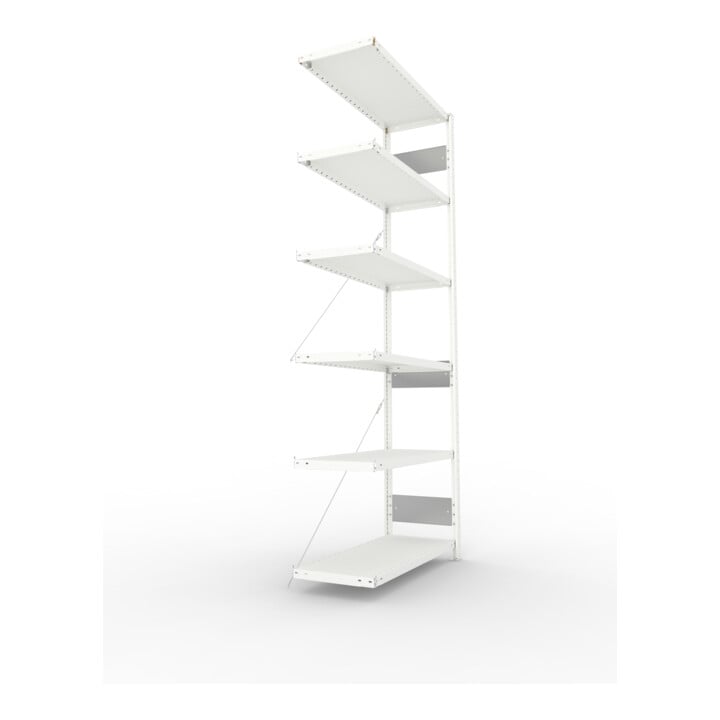 META S3 CLIP230 Anbauregal 2500x1000x400 mm in lichtgrau mit 6 Böden, 230 kg Traglast je Boden
