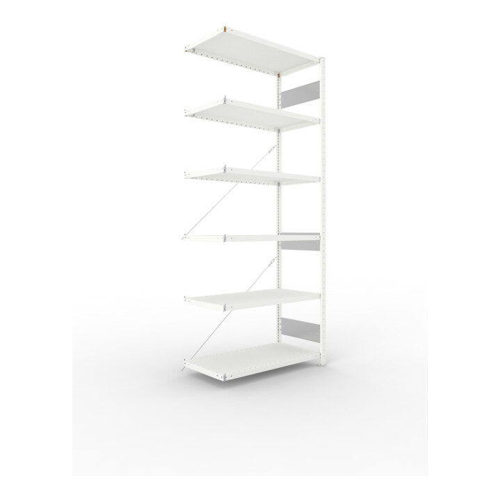 Set S3 CLIP 230 Anbauregal 2500x1000x500 mm in RAL 7035 mit 6 Böden + Fachboden MS 230 CLIP 1000x500 mm grau + S3 CLIP 230 Grundregal 2500x1000x500 mm in RAL 7035 mit 6 Böden