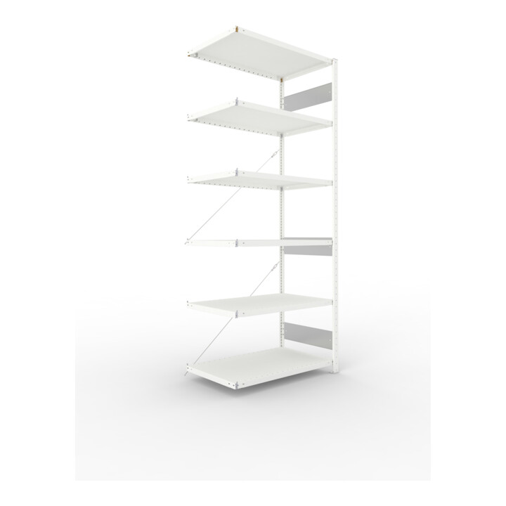 Set S3 CLIP 230 Anbauregal 2500x1000x600 mm in RAL 7035 mit 6 Böden + Fachboden MS 230 CLIP 1000x600 mm grau + S3 CLIP 230 Grundregal 2500x1000x600 mm in RAL 7035 mit 6 Böden
