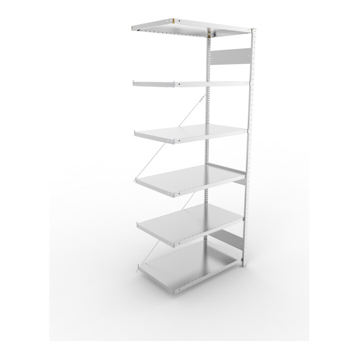 META S3 CLIP230 Anbauregal 2500x1000x600 mm in verzinkt mit 6 Böden, 230 kg Traglast je Boden