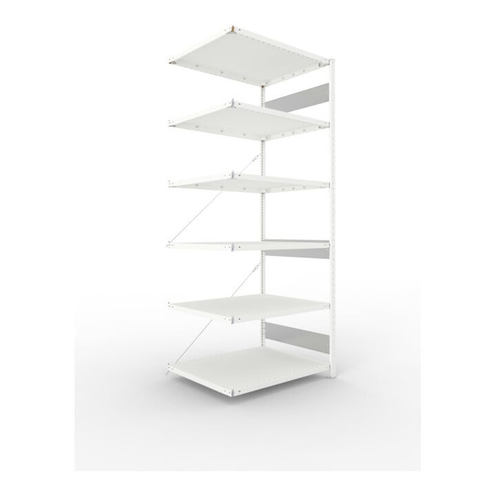 Set S3 CLIP 230 Anbauregal 2500x1000x800 mm in RAL 7035 mit 6 Böden + Fachboden MS 230 CLIP 1000x800 mm grau + S3 CLIP 230 Grundregal 2500x1000x800 mm in RAL 7035 mit 6 Böden